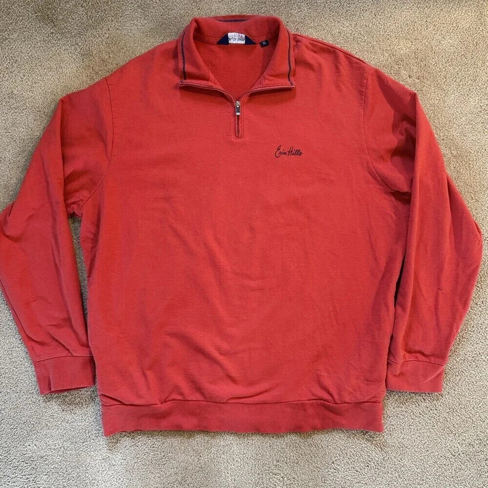 Polo Golf Ralph Lauren Erin Hills Half Zip Pullover XL Red Cotton Pockets